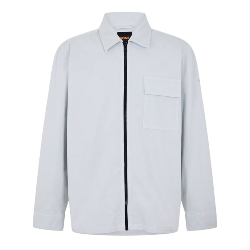 Boss Mens Patterned Chest Pocket Overshirt / Gray